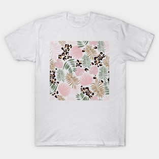 leopard print baby and tropical leaves T-Shirt